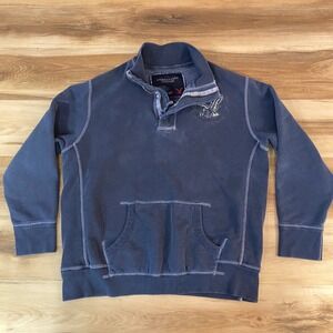 American Eagle Mens XL Blue Quarter Zip Pullover Sweatshirt Eagle Logo 0904